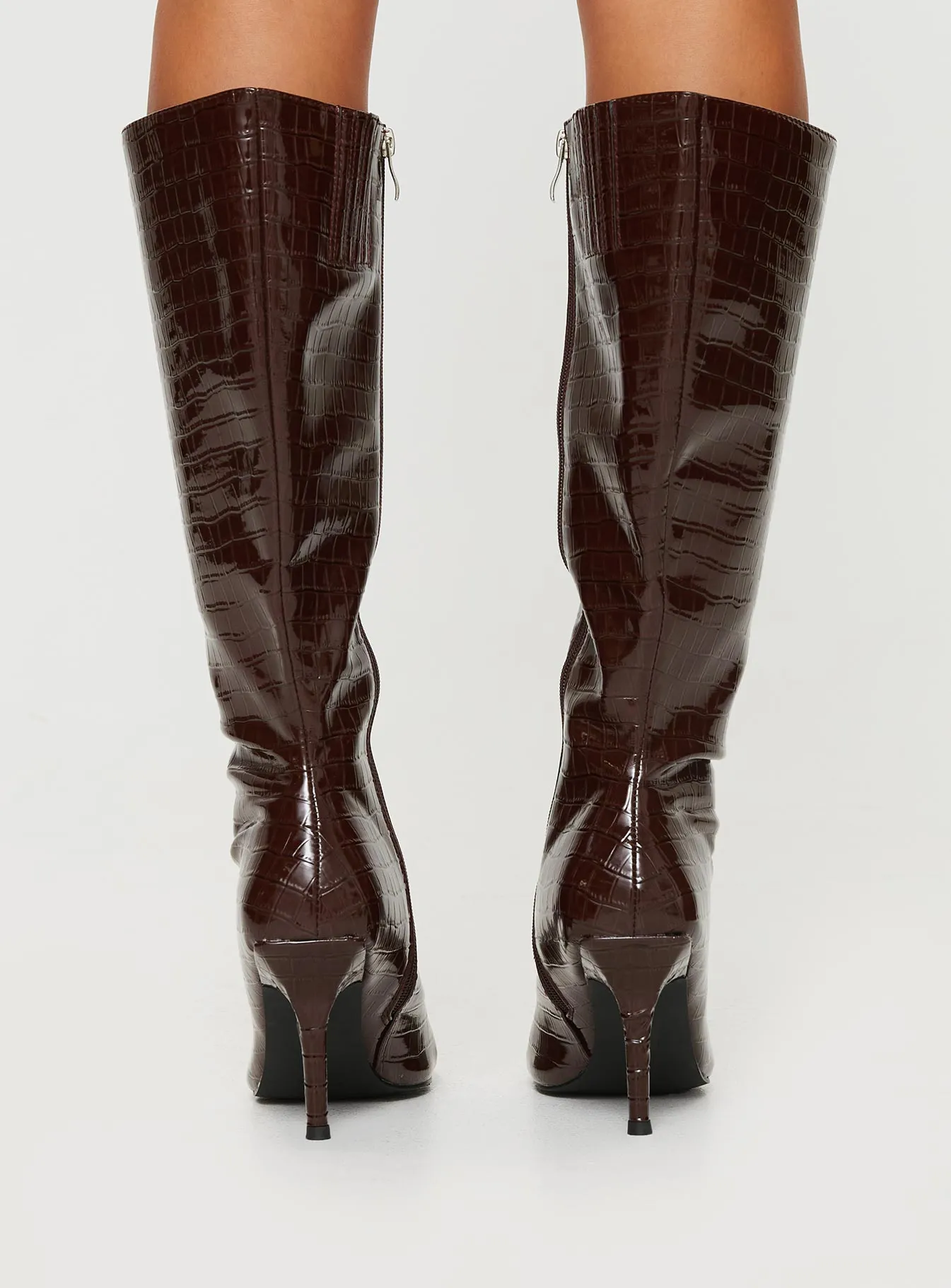 Alexx Knee High Boots Burgundy