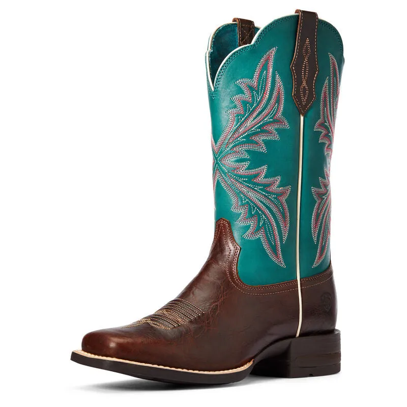 Ariat West Green Brown Patina/Blue Grass Western Riding Multicolor Womens Boots