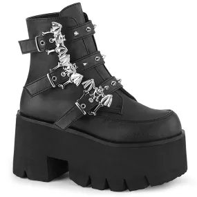 Ashes-55 3-1/2" Chunky Bat Boot Black Vegan Leather