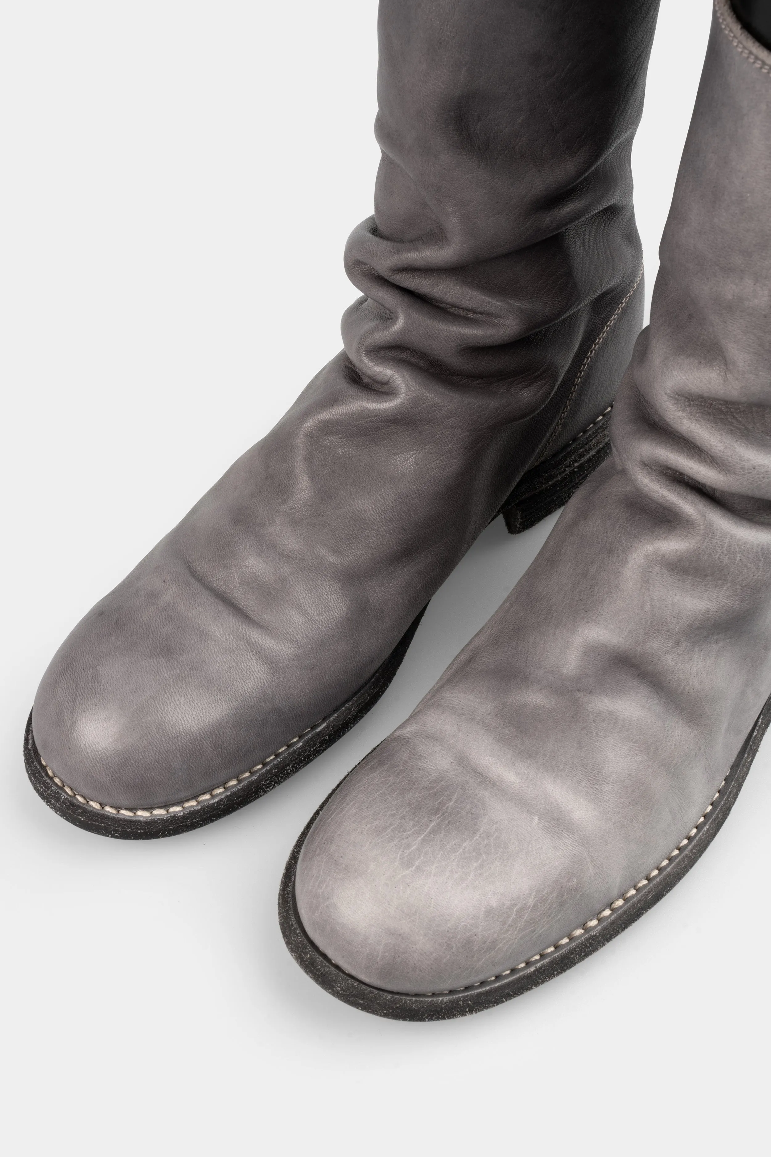 Back zip mid-top leather boots | 988ZX