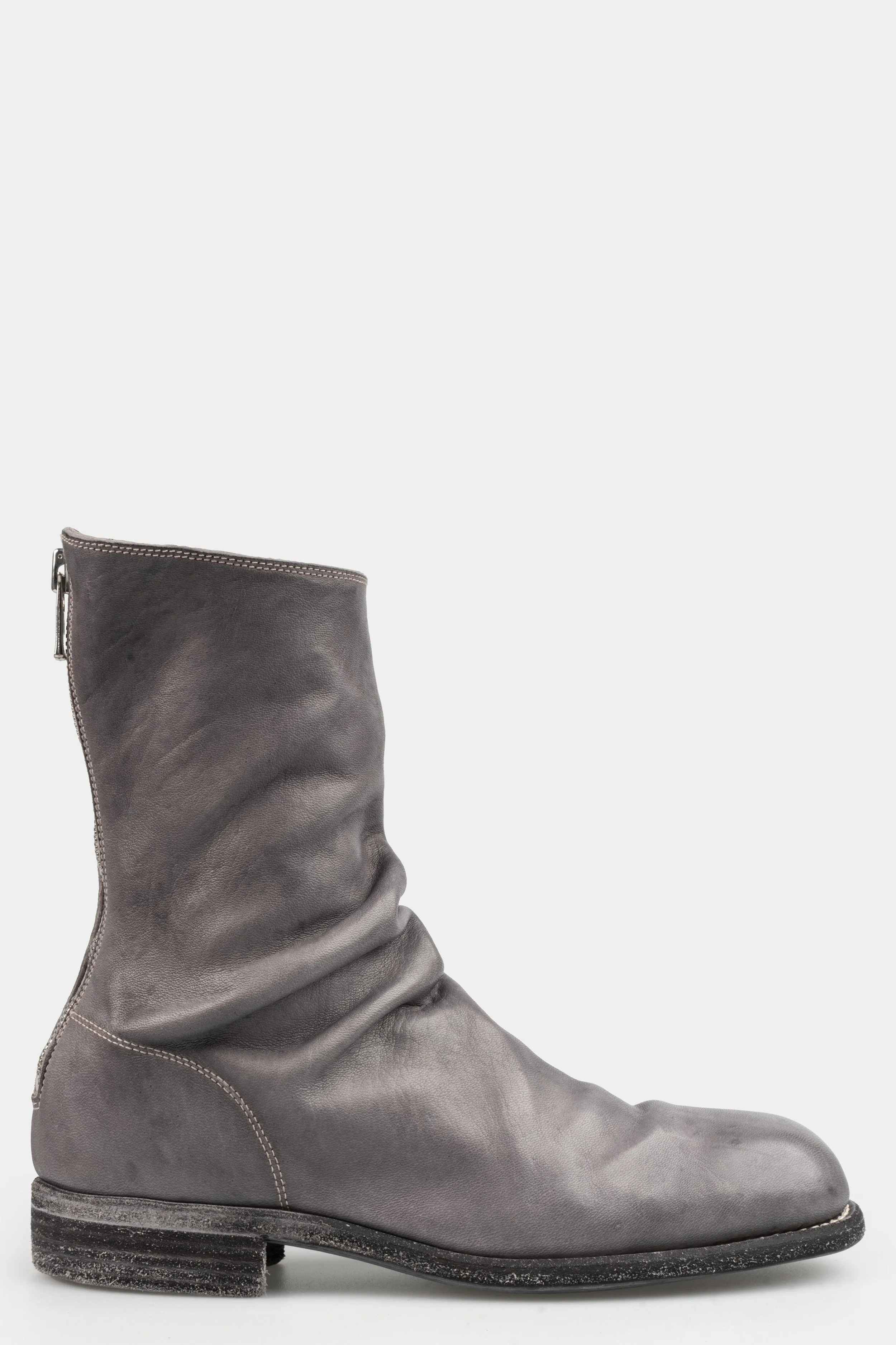 Back zip mid-top leather boots | 988ZX