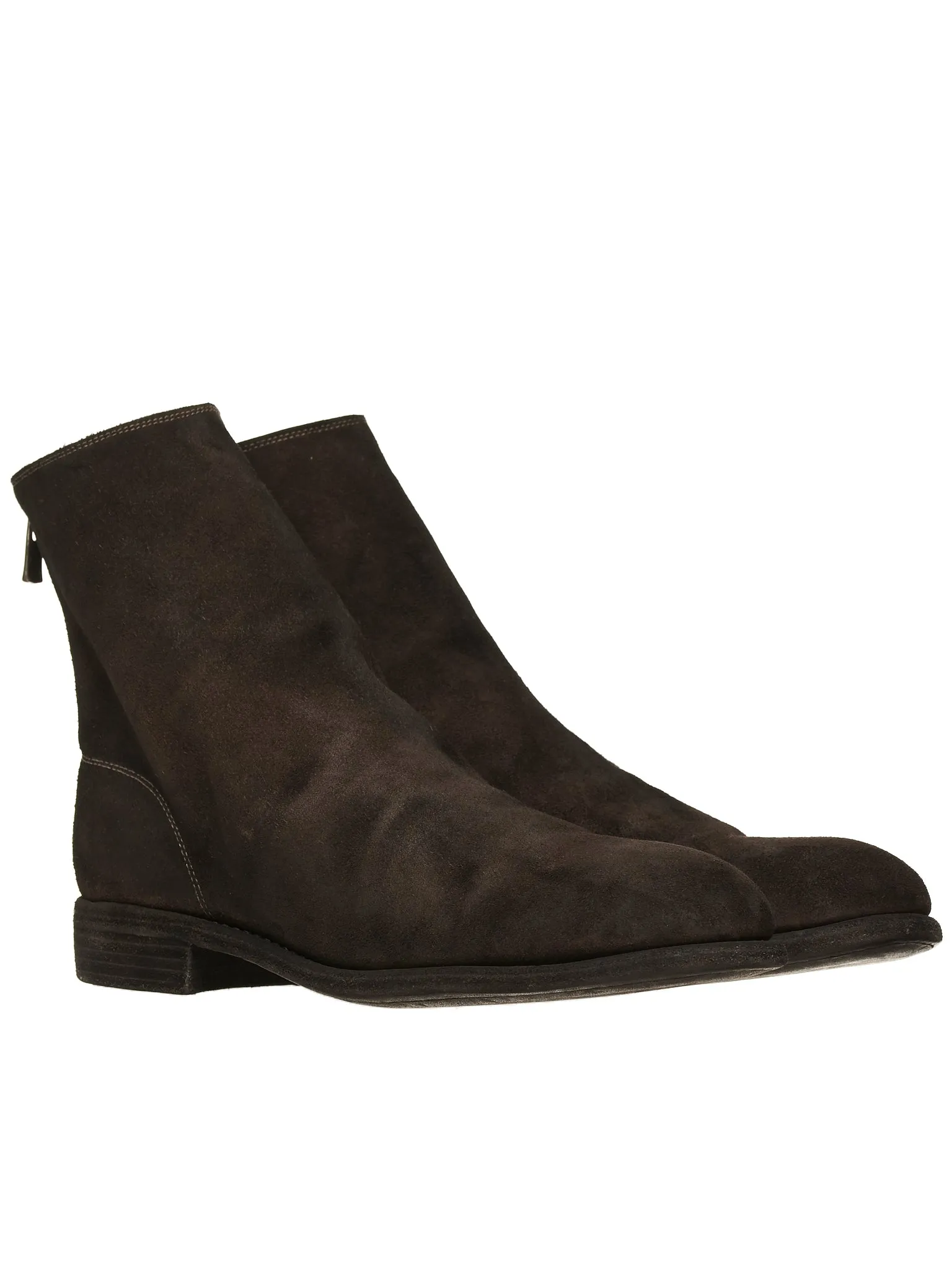 Back-Zip Suede Boots (986-HORSE-REVERSE-CV60T-DARK-B)