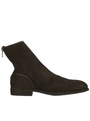 Back-Zip Suede Boots (986-HORSE-REVERSE-CV60T-DARK-B)