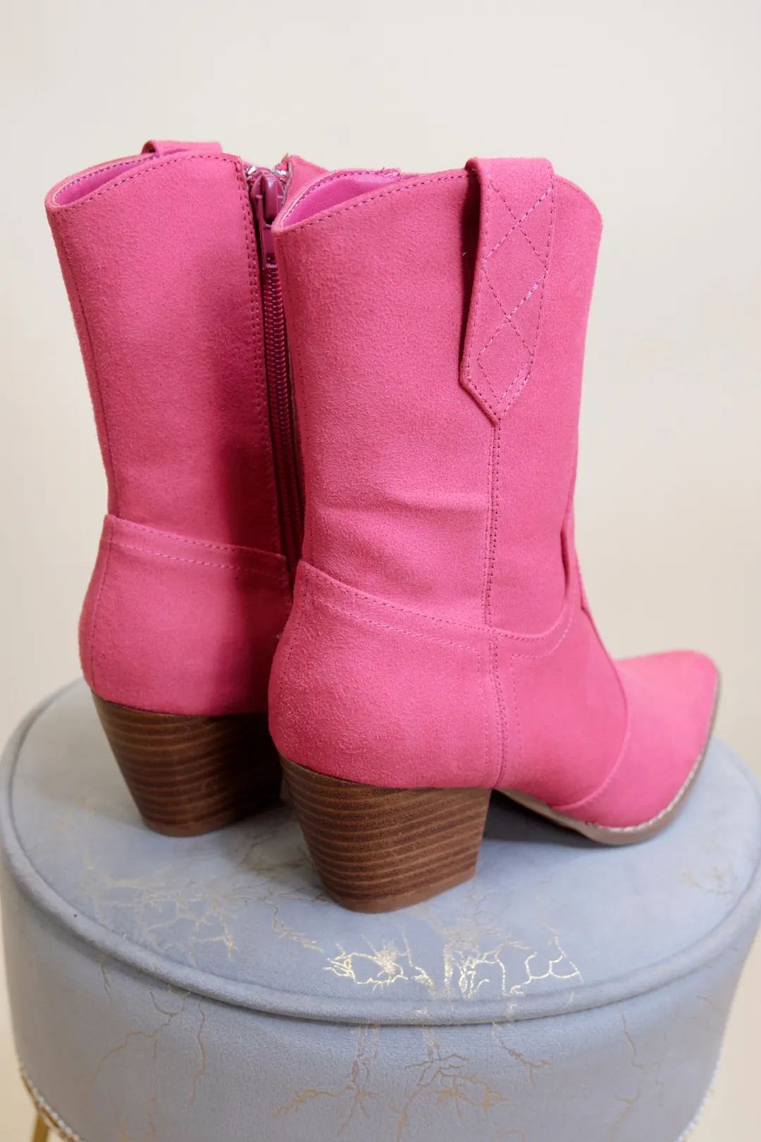 Bambi Pink Suede Boots