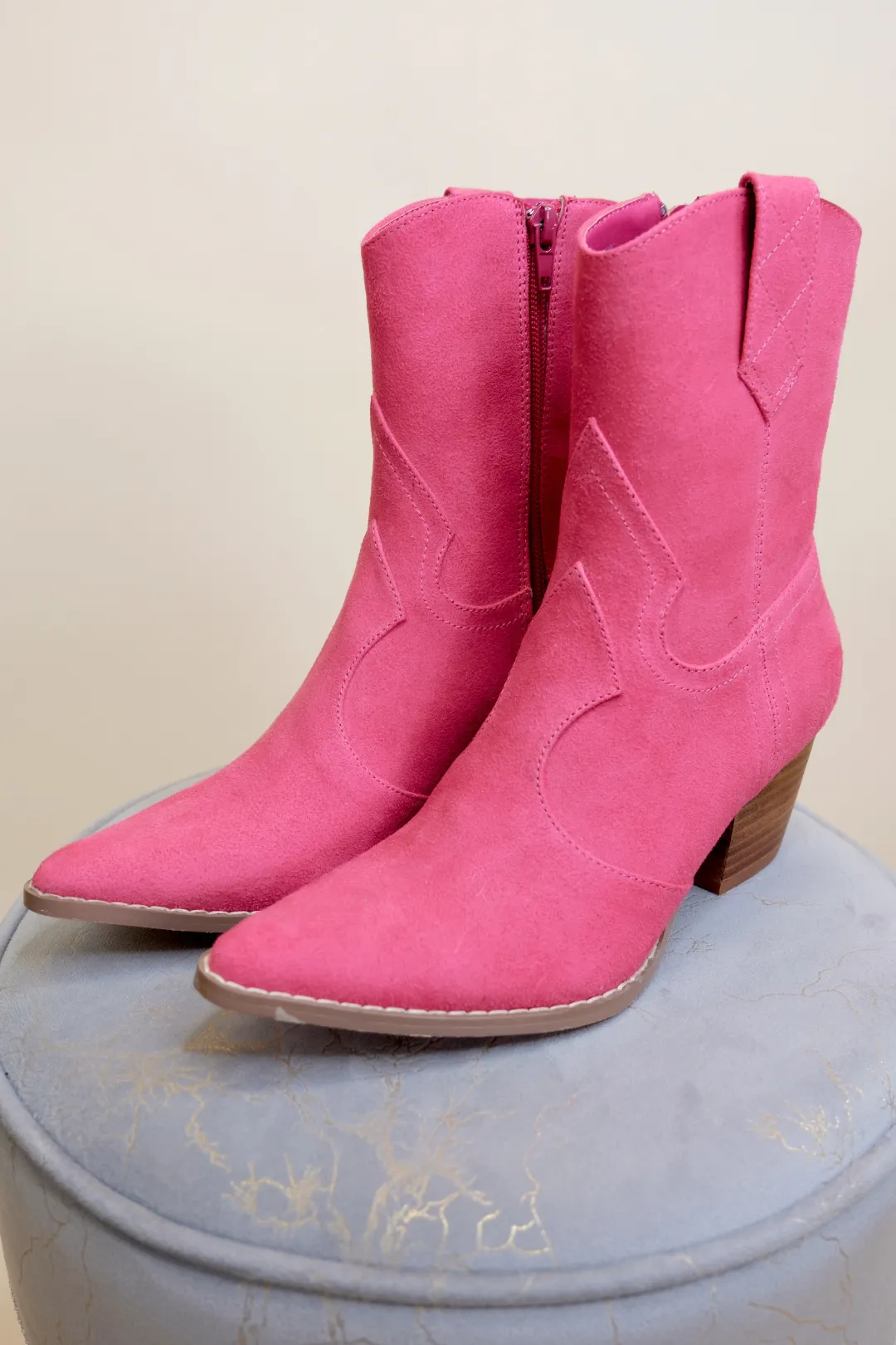 Bambi Pink Suede Boots