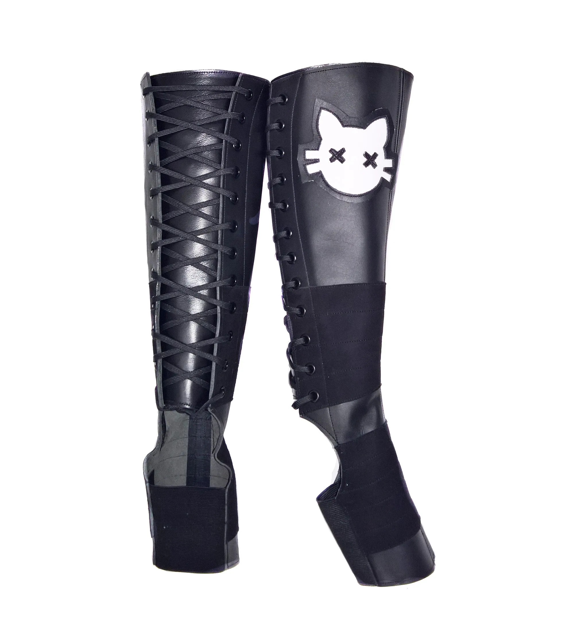 Black Aerial boots w/ Cartoon Cat   Suede Grip