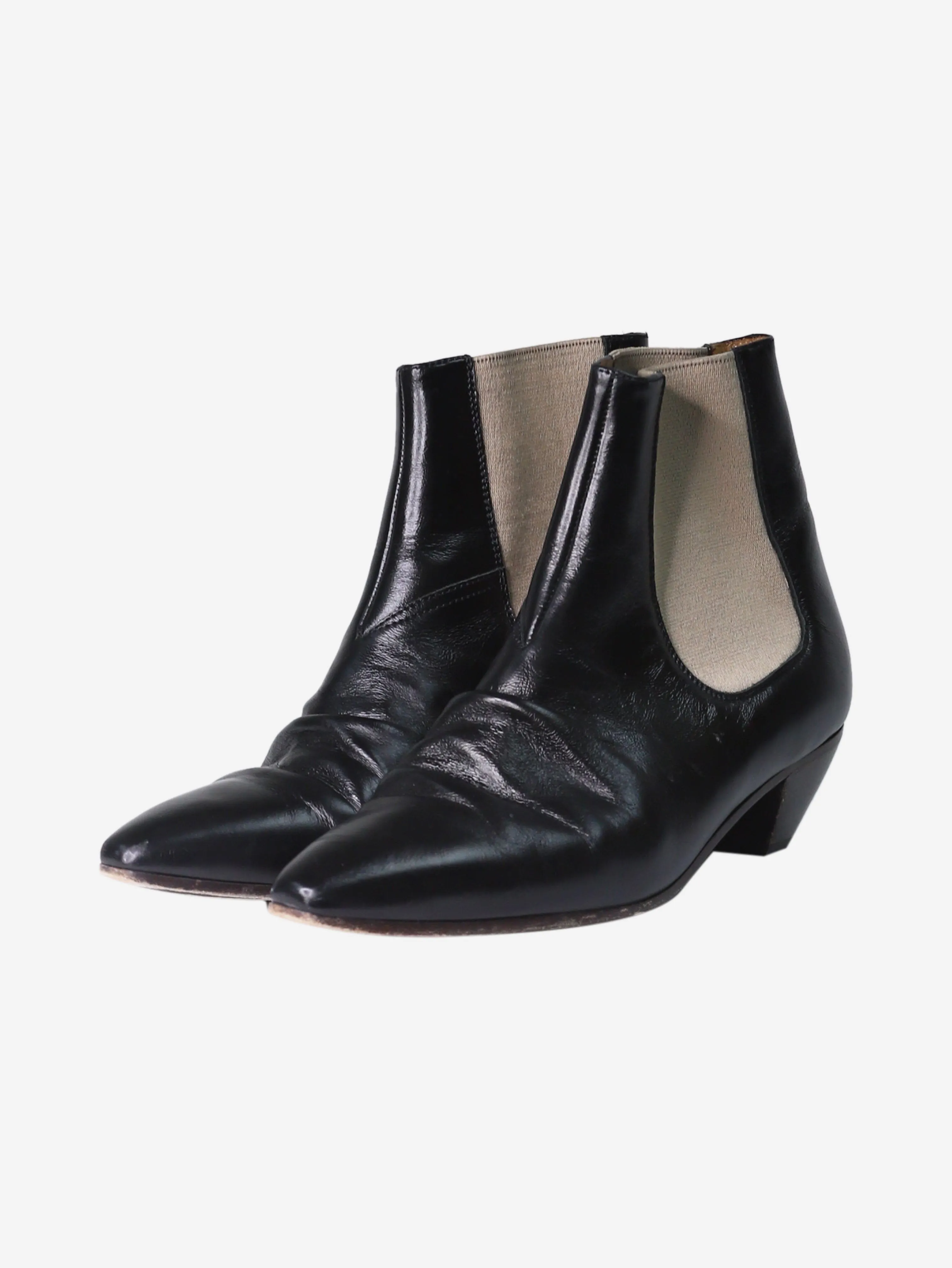 Black leather ankle boots - size EU 38