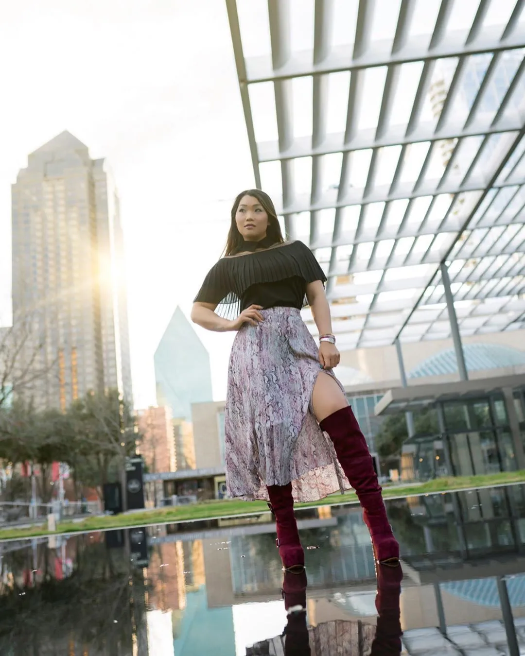 Burgundy Suede Platform Buckle Stiletto Over The Knee High Boots