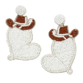 Cowgirl Hat Heart Seed Bead Earrings