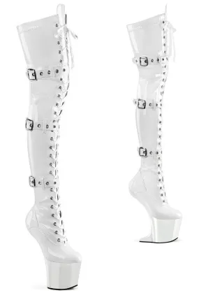 CRAZE-3028 White Patent Thigh Boot