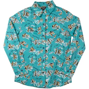 Cruel Denim Girls' Cowgirl Print Snap Shirt