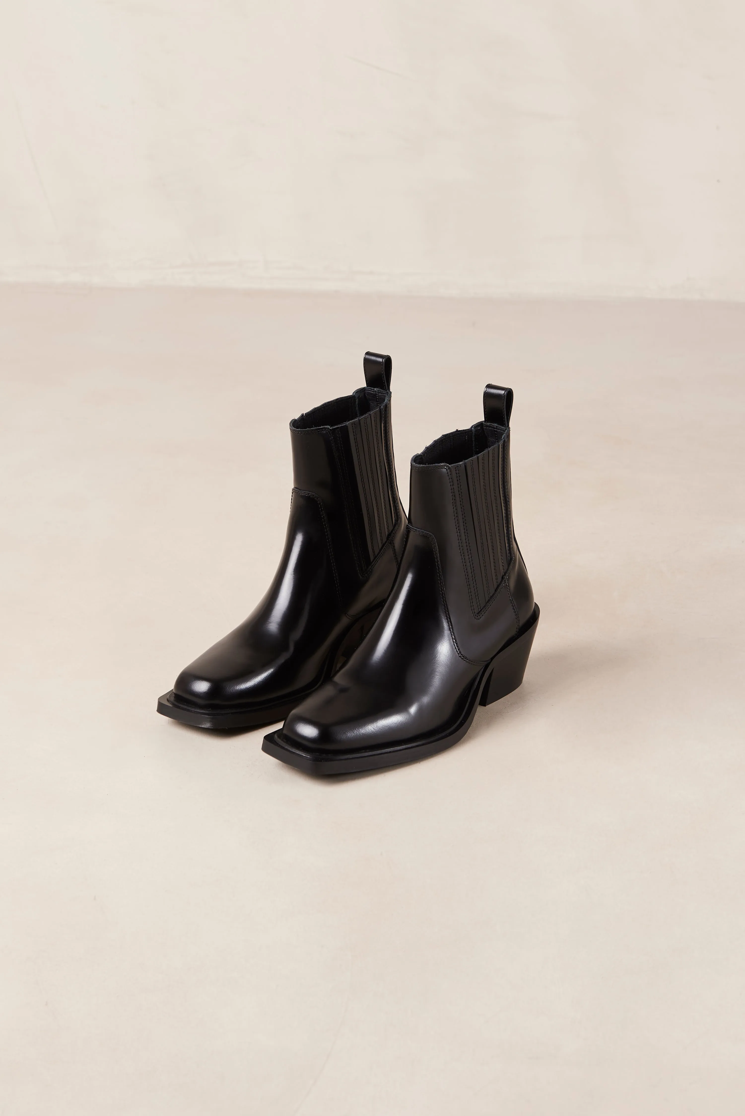 Denver Black Leather Ankle Boots