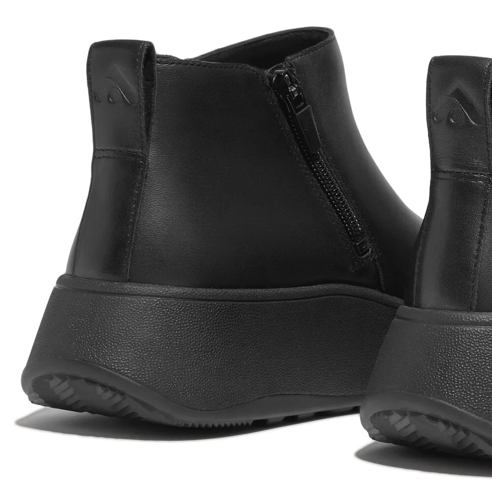 Fit-Flop F-Mode Flatform Zip Ankle Boots Black -    