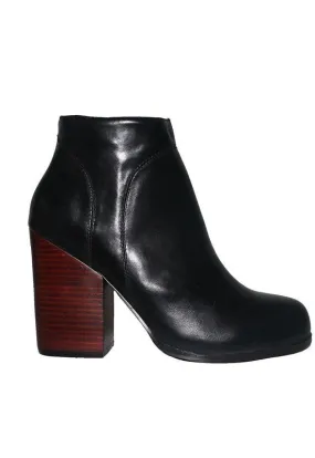 Kixters Chelsea - Black Leather Side Zip Block Heel Short Boot