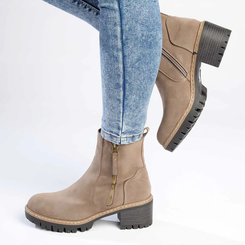 Madison Florence Suede Side Zip Boot - Taupe