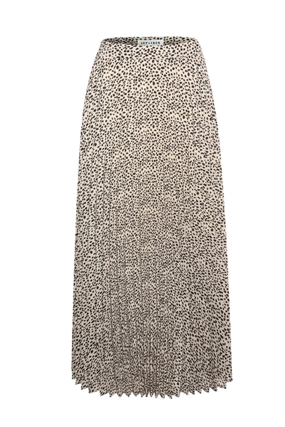 Ritzy Cream Leopard Chiffon Pleated Midi Skirt