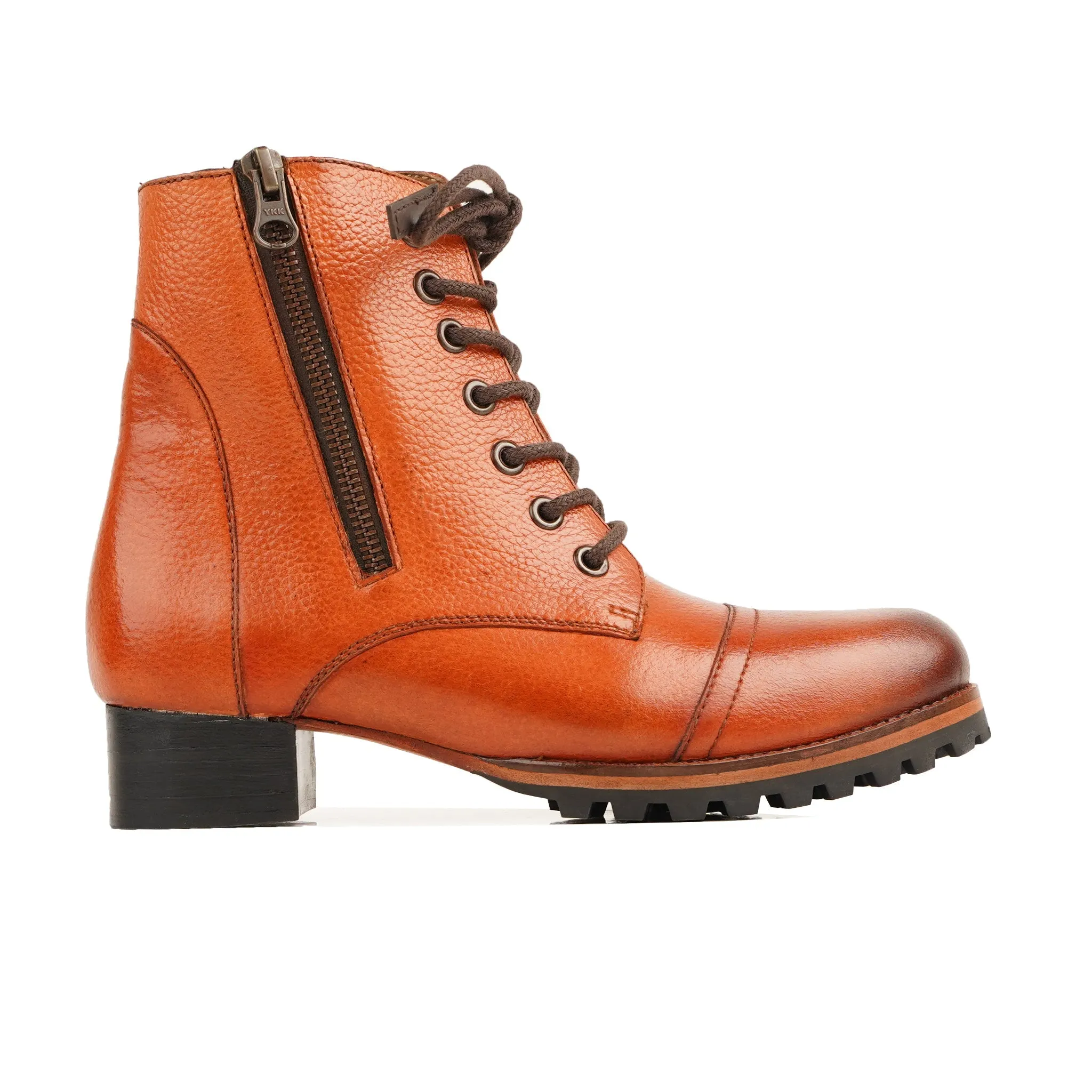 Sara - Ladies Burnish Orange Calf Calf Leather Ankle Boot