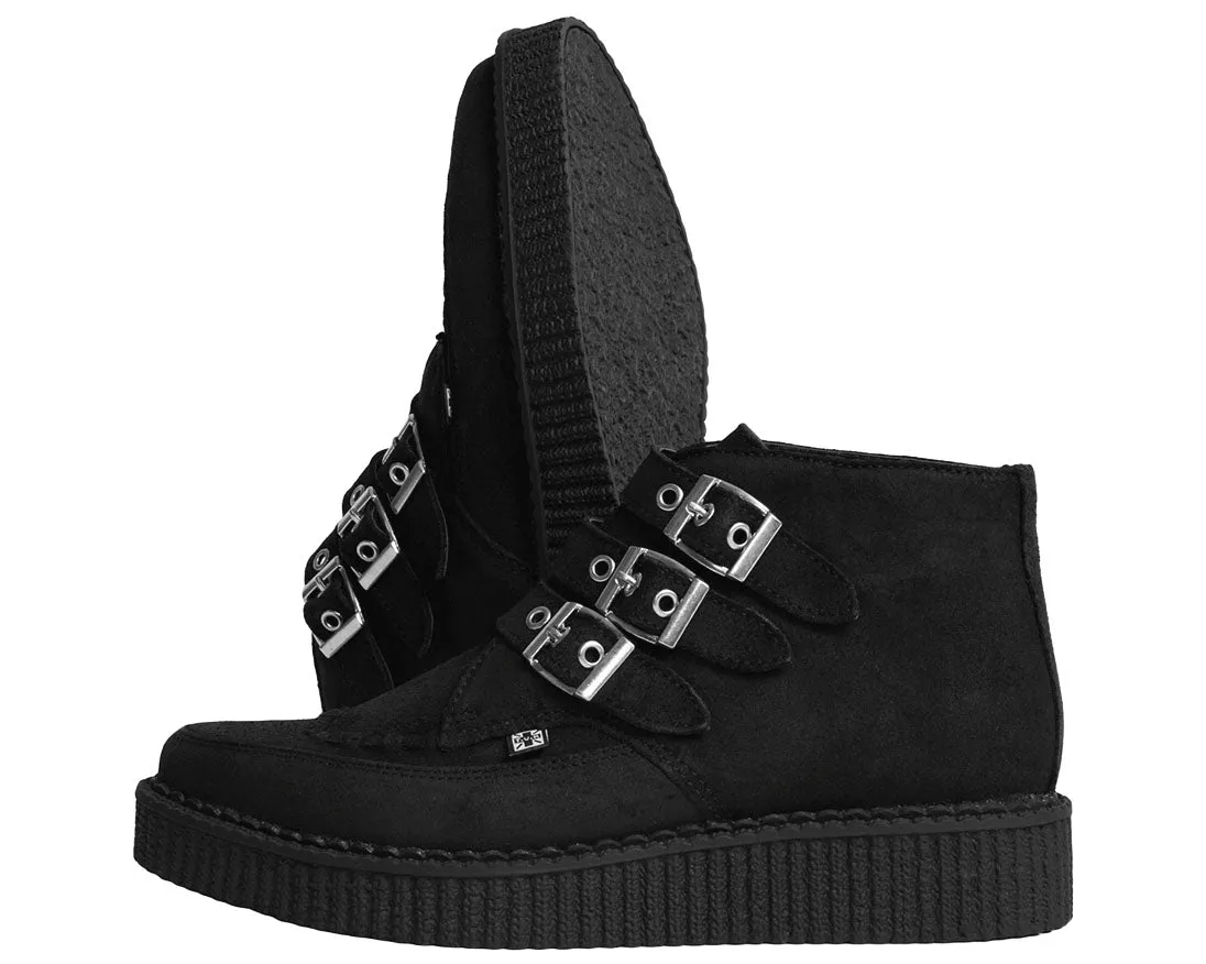 T.U.K Black Suede 2 Buckle Poing Creeper Boot