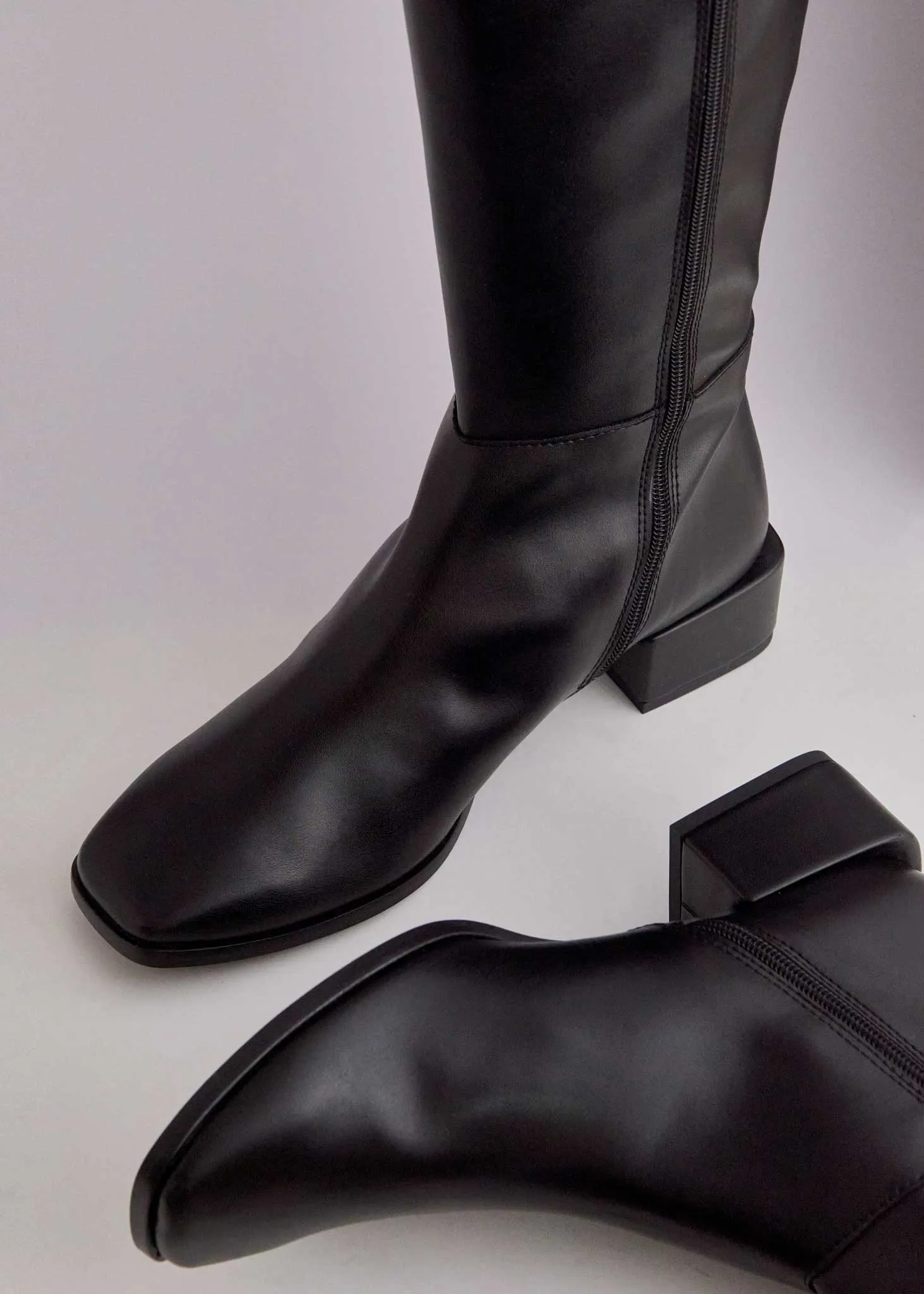 Village Vegan Leather High Boots | Black