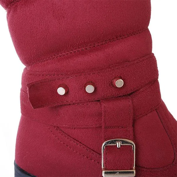 Women's Casual Belt Buckle Mid-calf Snow Boots Cotton Boots 34323139S