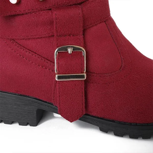 Women's Casual Belt Buckle Mid-calf Snow Boots Cotton Boots 34323139S