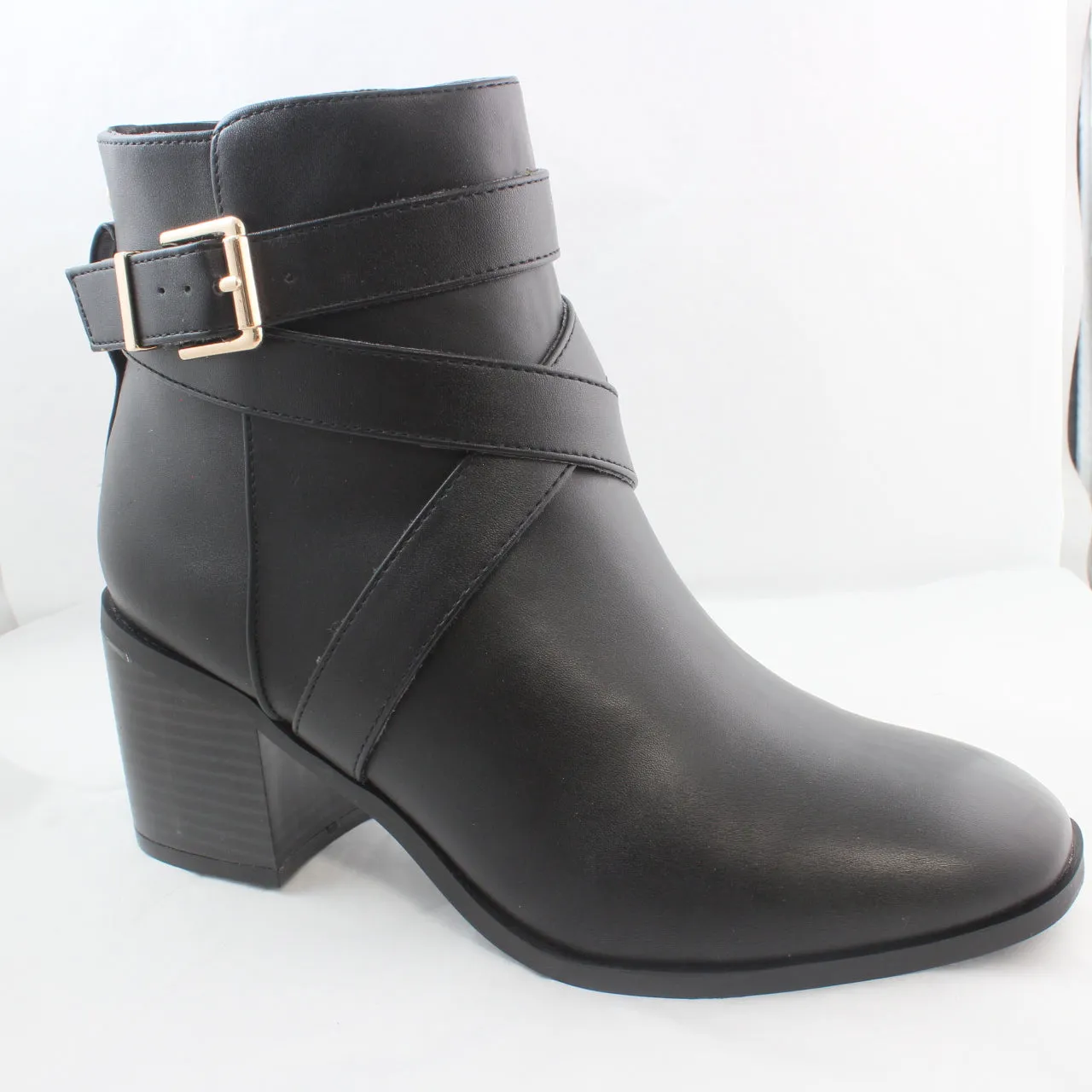 Womens Office Artini  Cross Strap Heeled Boots Black